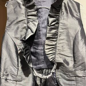 Silver Ruffled Sleeveless Vest
